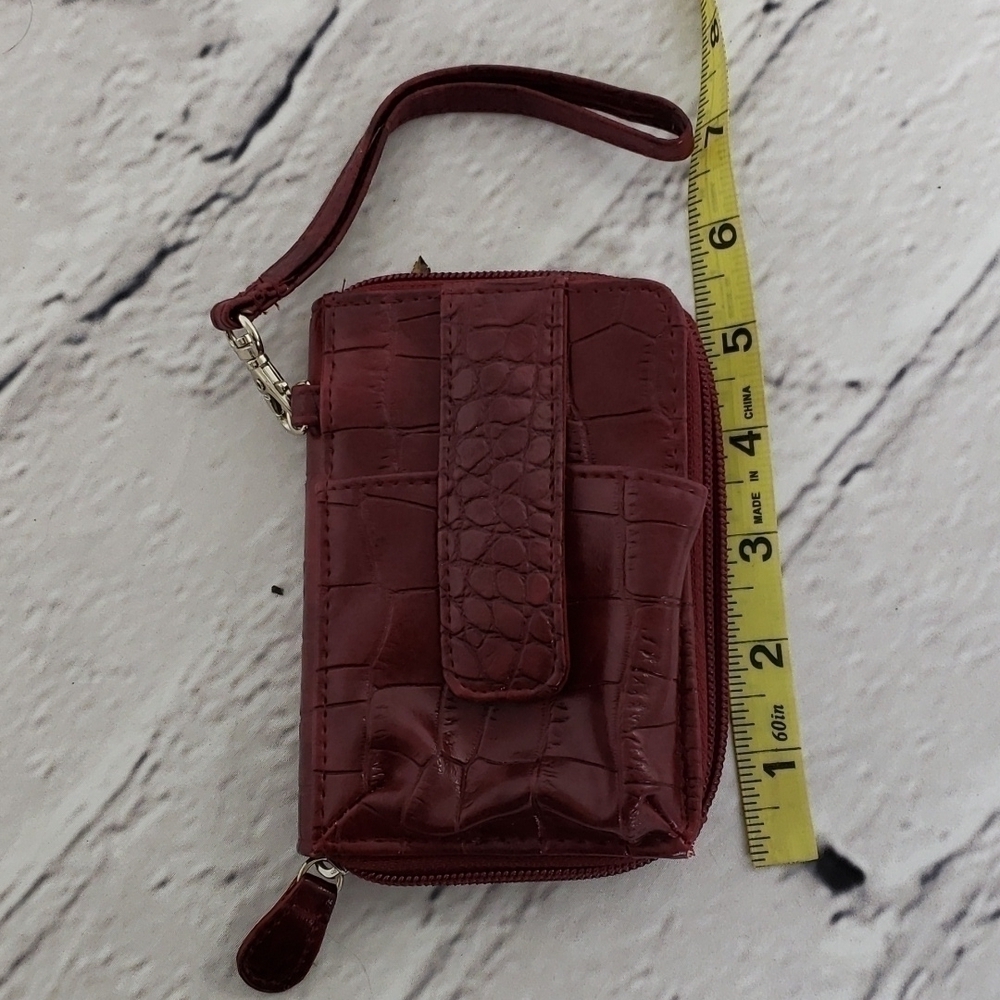 Croft & Barrow Maroon Faux Croc Wallet Wristlet NWOT